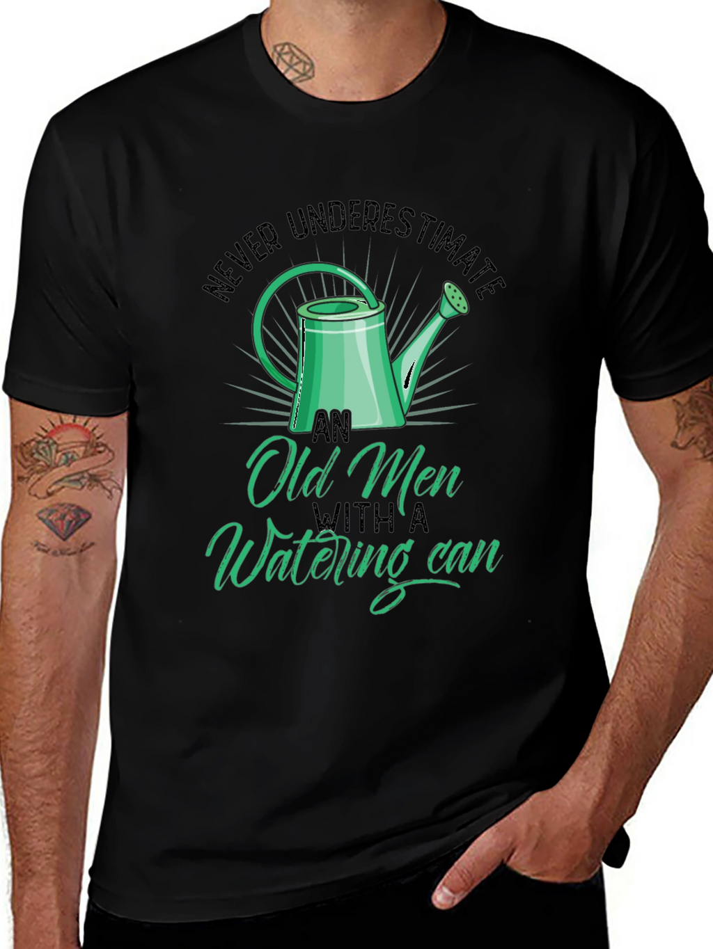 Old Men Watering Can T-Shirt - Funny Gardening Tee
