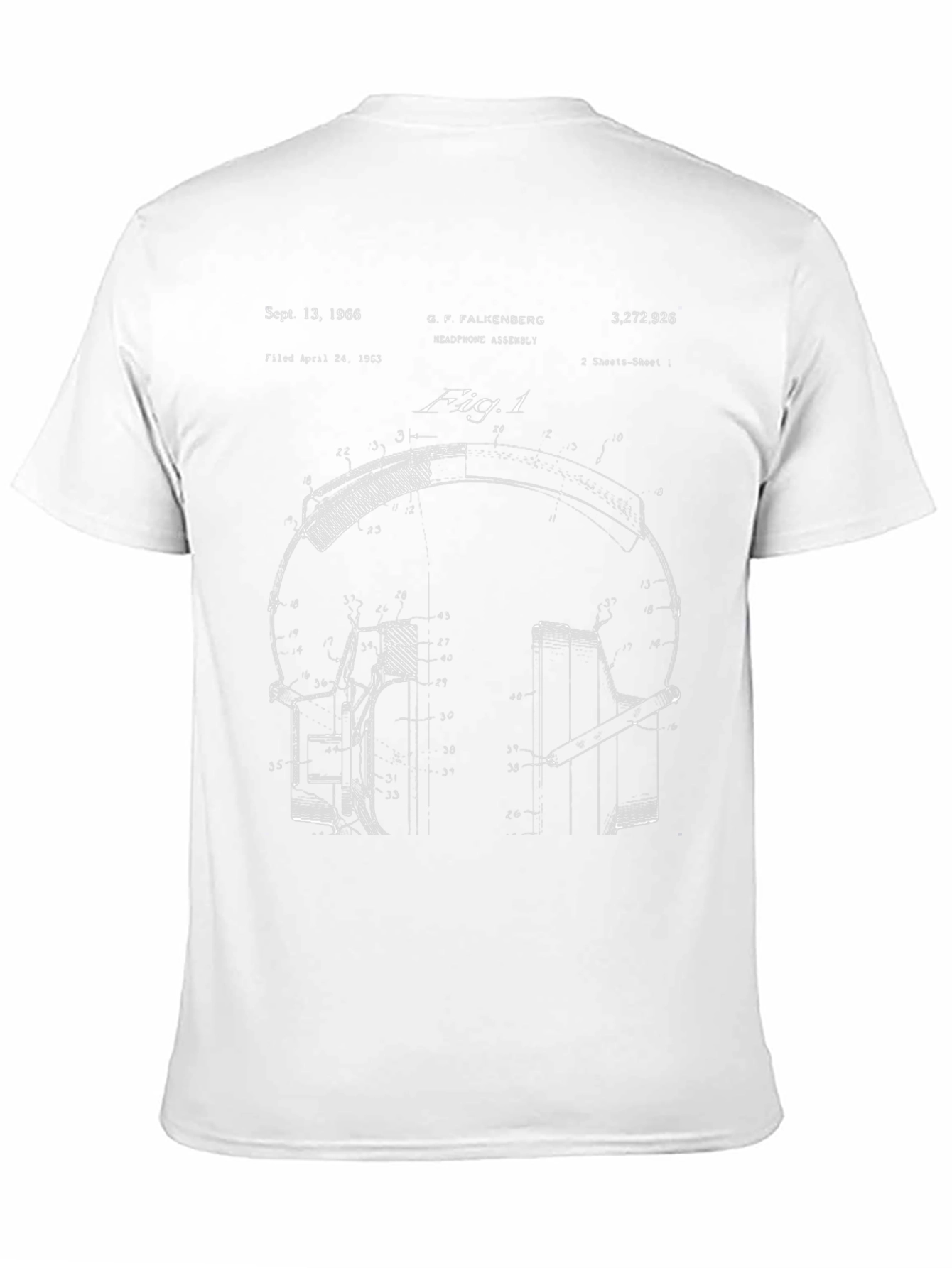 Headphones Patent Blueprint T-Shirt