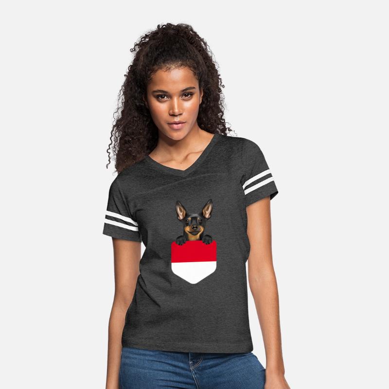 Indonesia Flag Miniature Pinscher Dog In Pocket