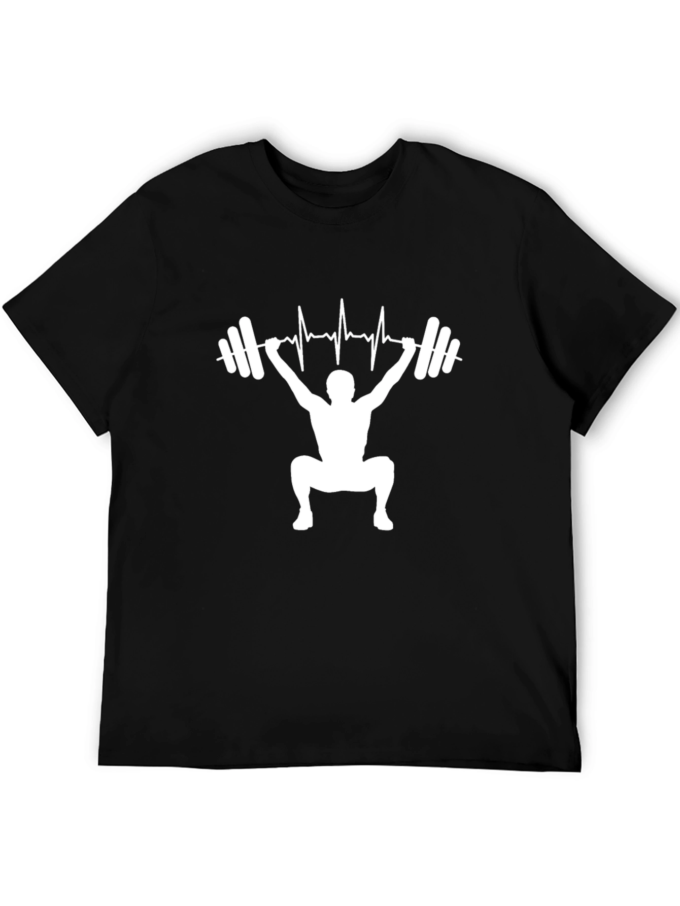 Weightlifting Heartbeat Mens T-Shirt - Black