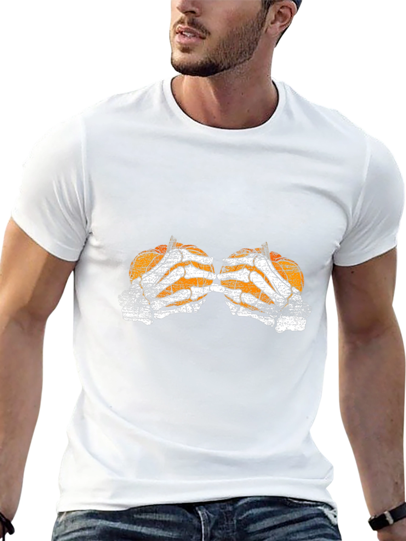 Pumpkin Skeleton Hand Halloween T-Shirt