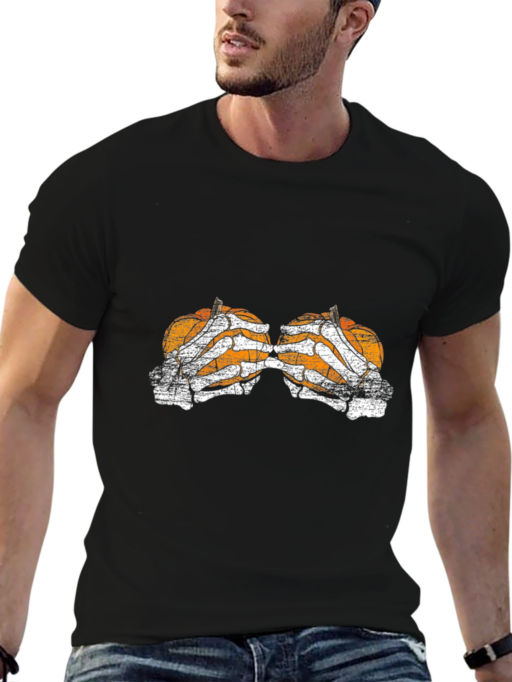 Pumpkin Skeleton Hand Halloween T-Shirt