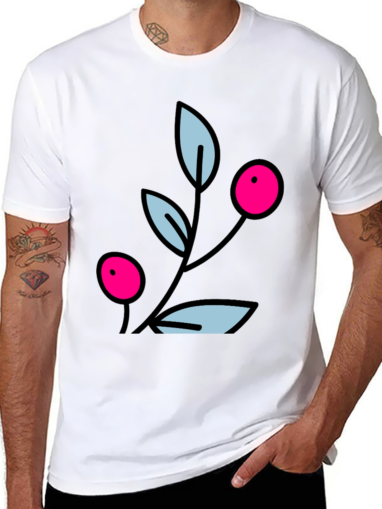 Berry Branch Graphic Black T-Shirt
