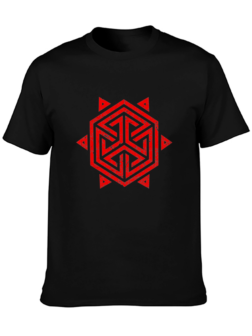 Geometric Symbol Print Black T-Shirt