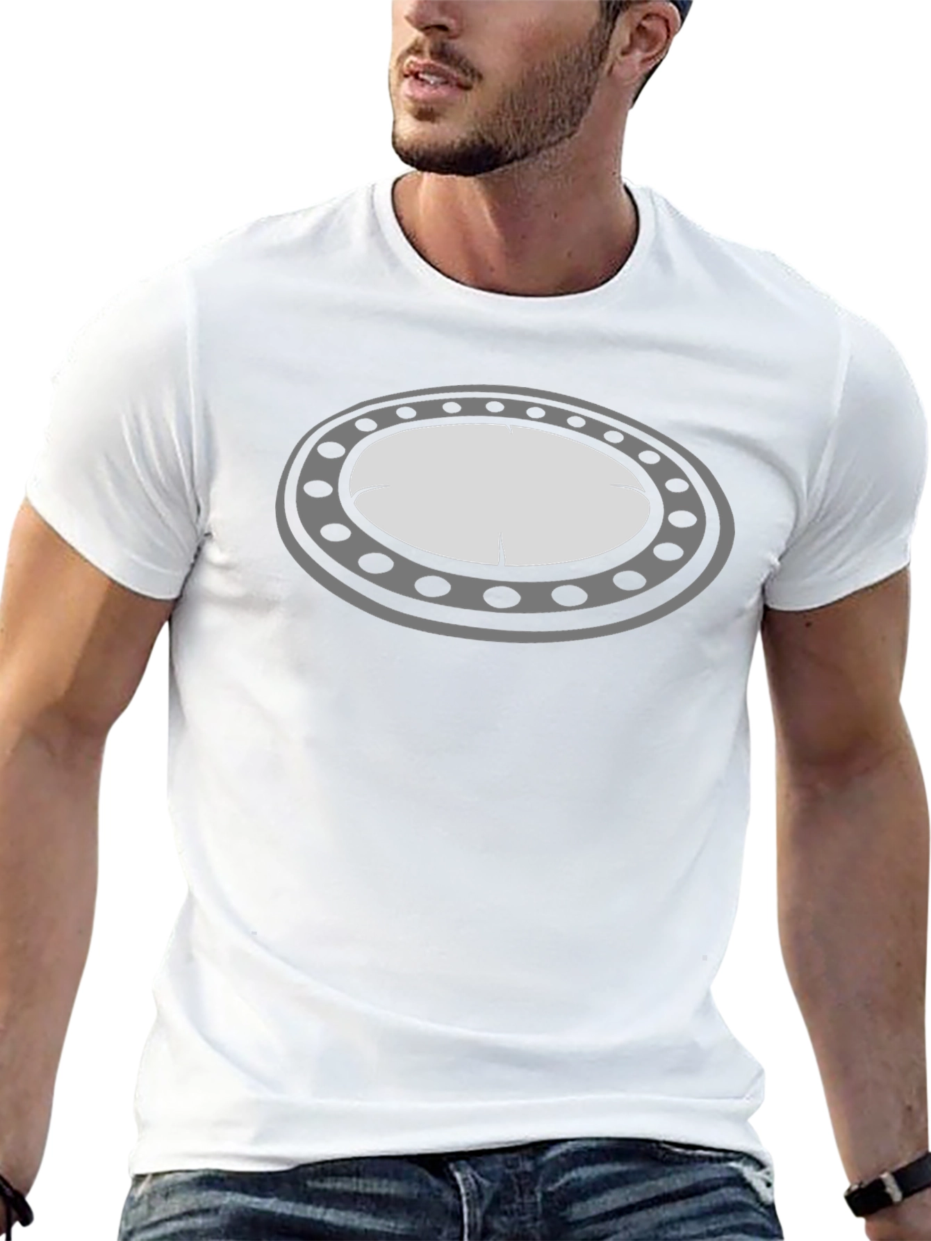 Black T-Shirt with Oval Graphic Design