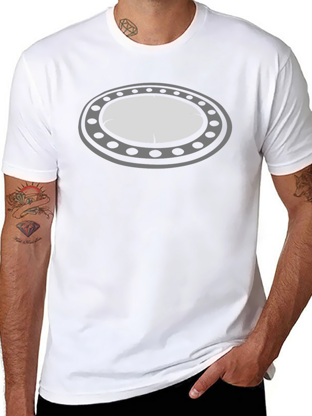 Black T-Shirt with Oval Graphic Design