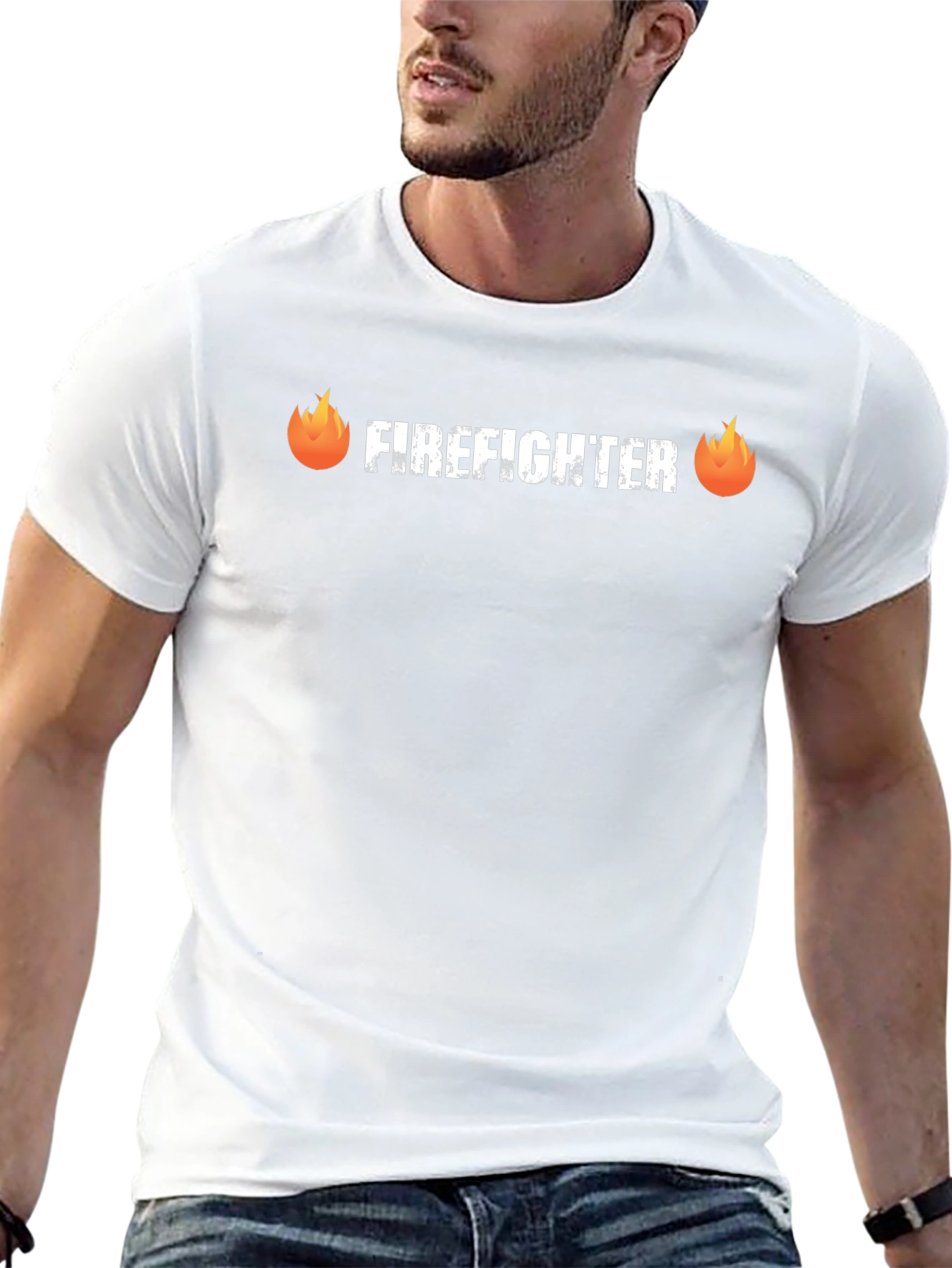 Firefighter Graphic Tee - Black Crew Neck Shirt