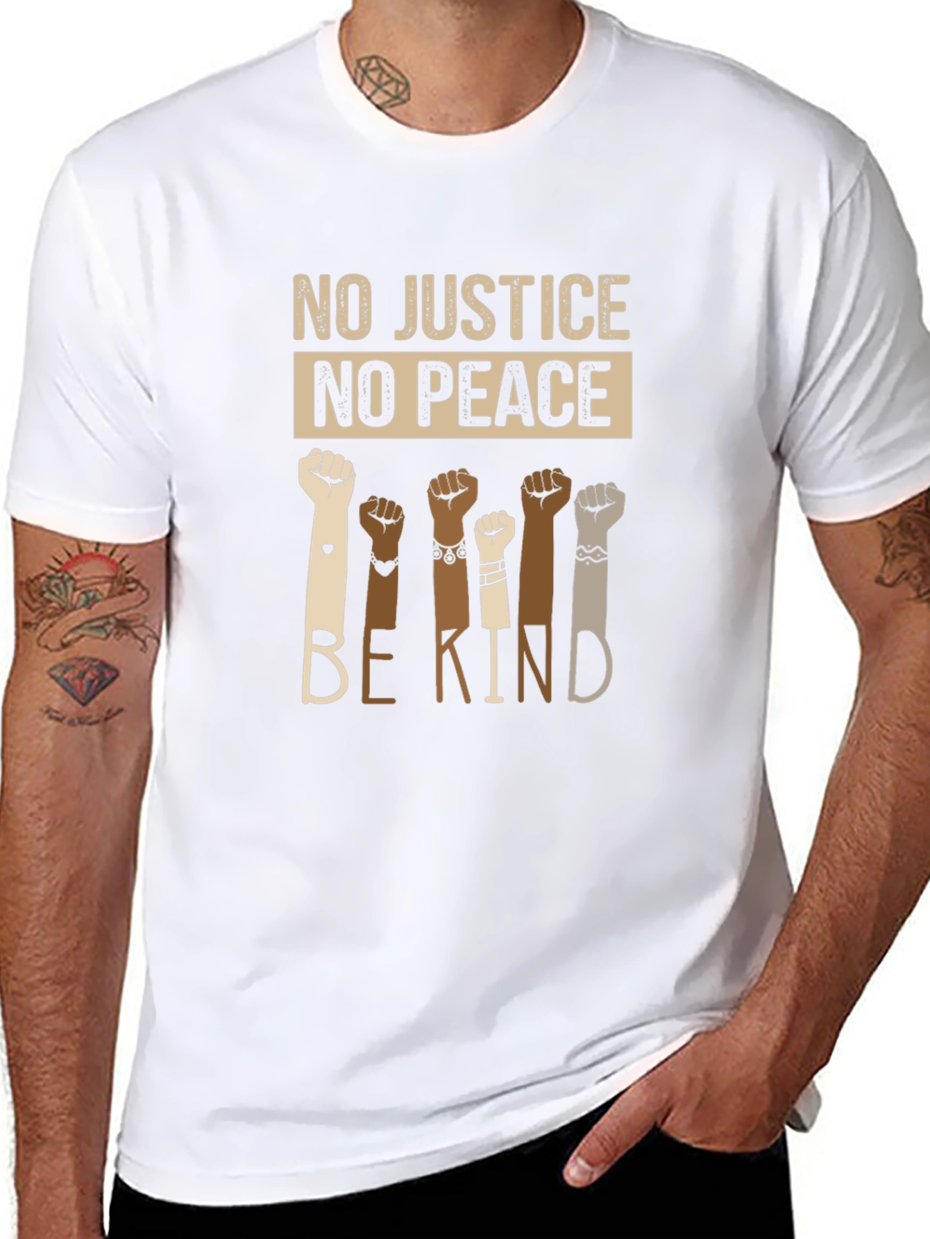 Equality T-Shirt: No Justice No Peace Be Kind