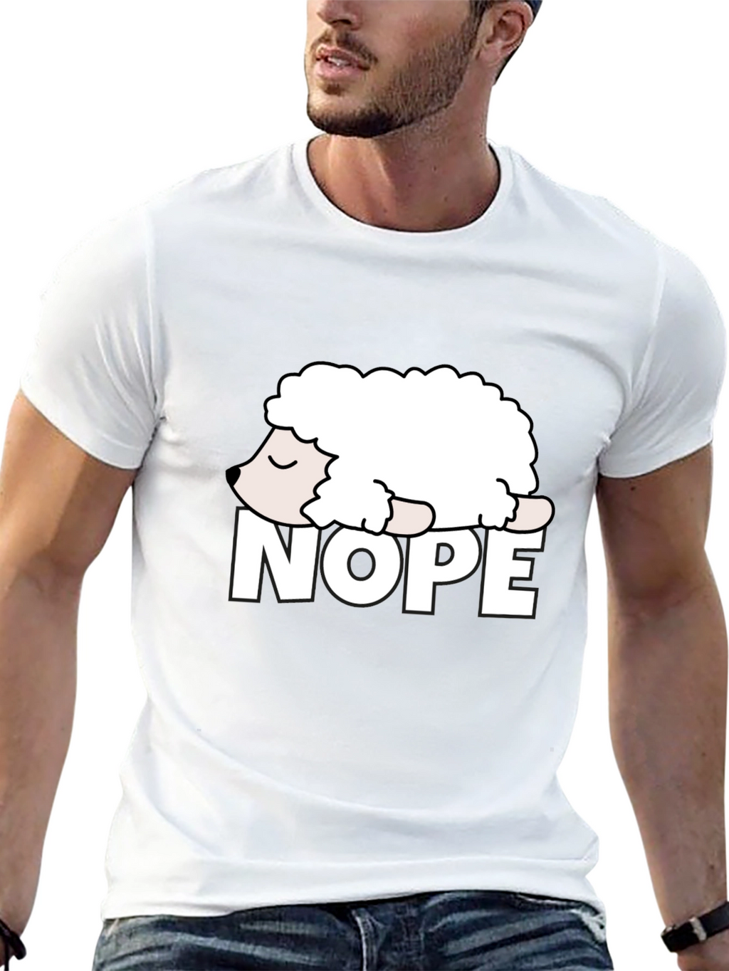 Nope Sheep Graphic Tee - Lazy Humor T-Shirt