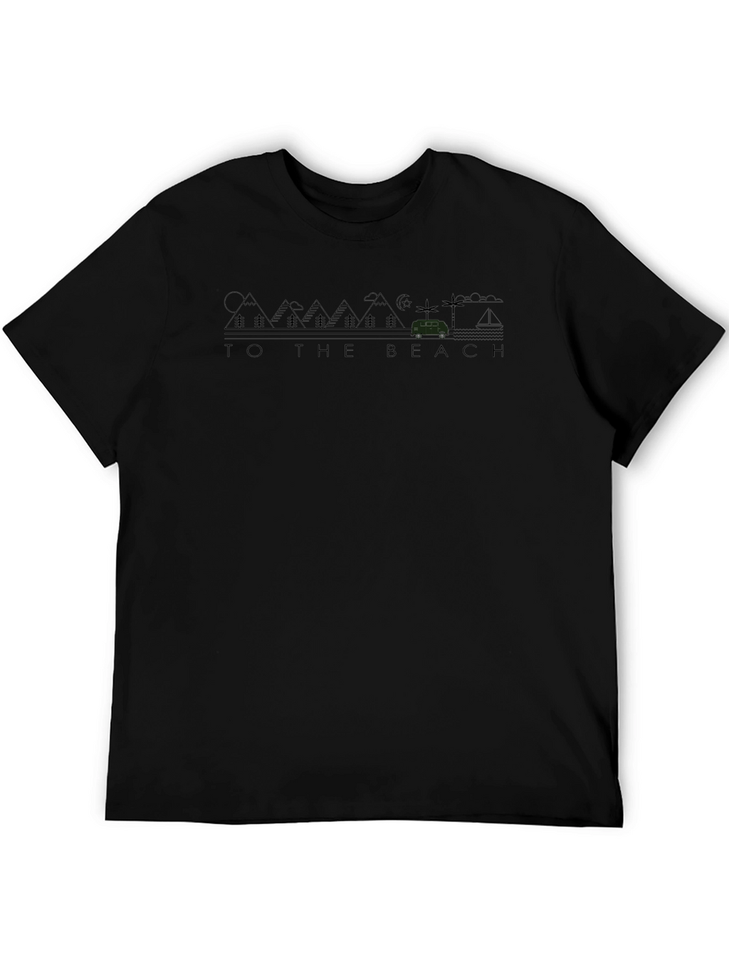 To the Beach Graphic Tee - Black Crew Neck