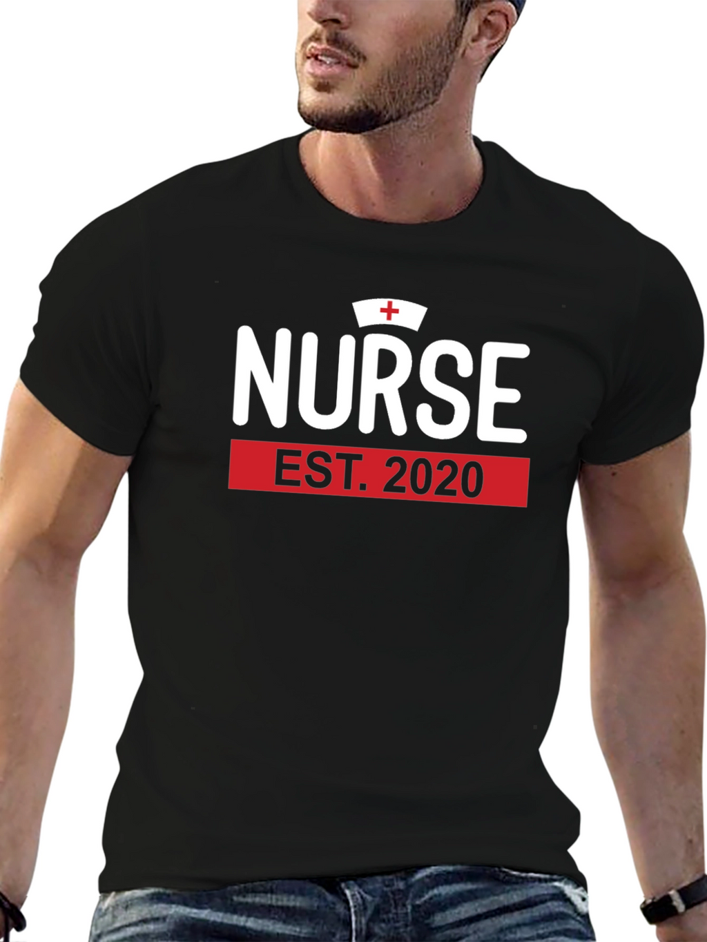 Nurse Est. 2020 Black Graphic T-Shirt