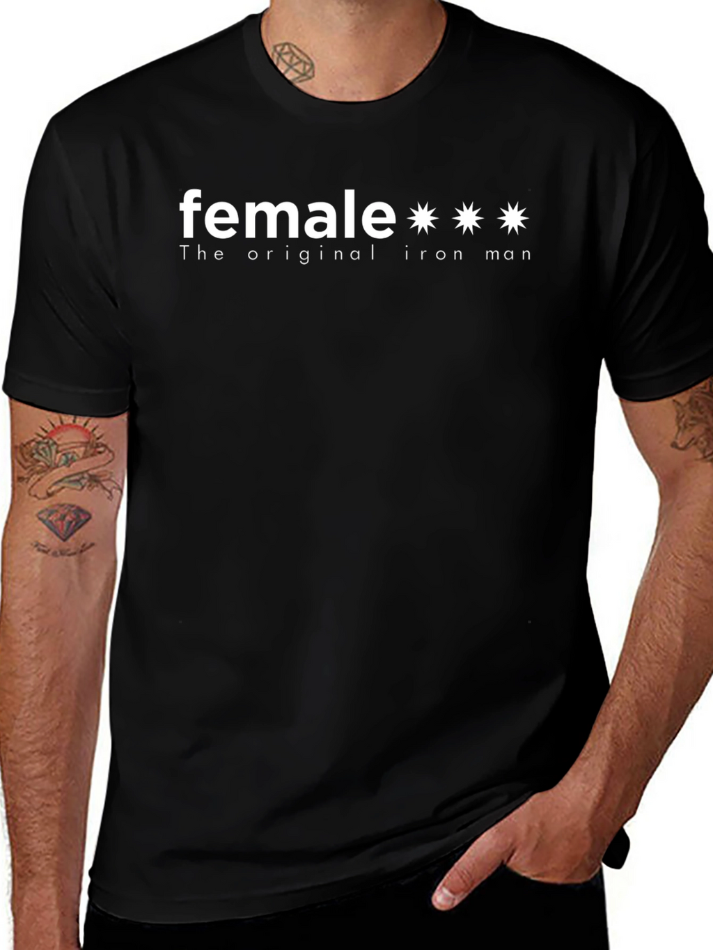 Female The Original Iron Man Black T-Shirt