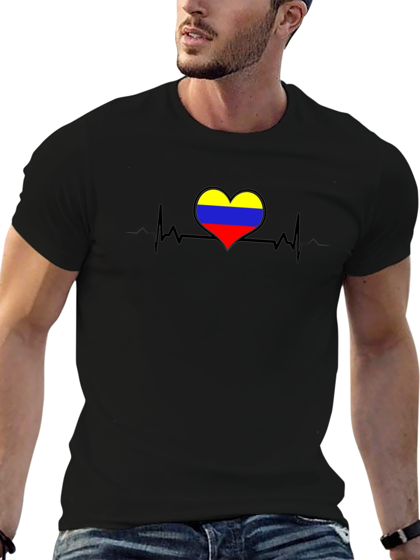 Colombia Heartbeat Black T-Shirt