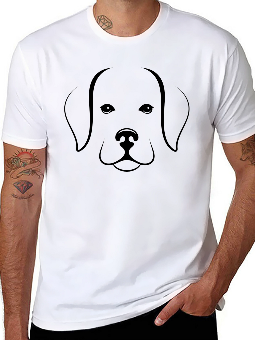 Dog Face Graphic Print Black T-Shirt