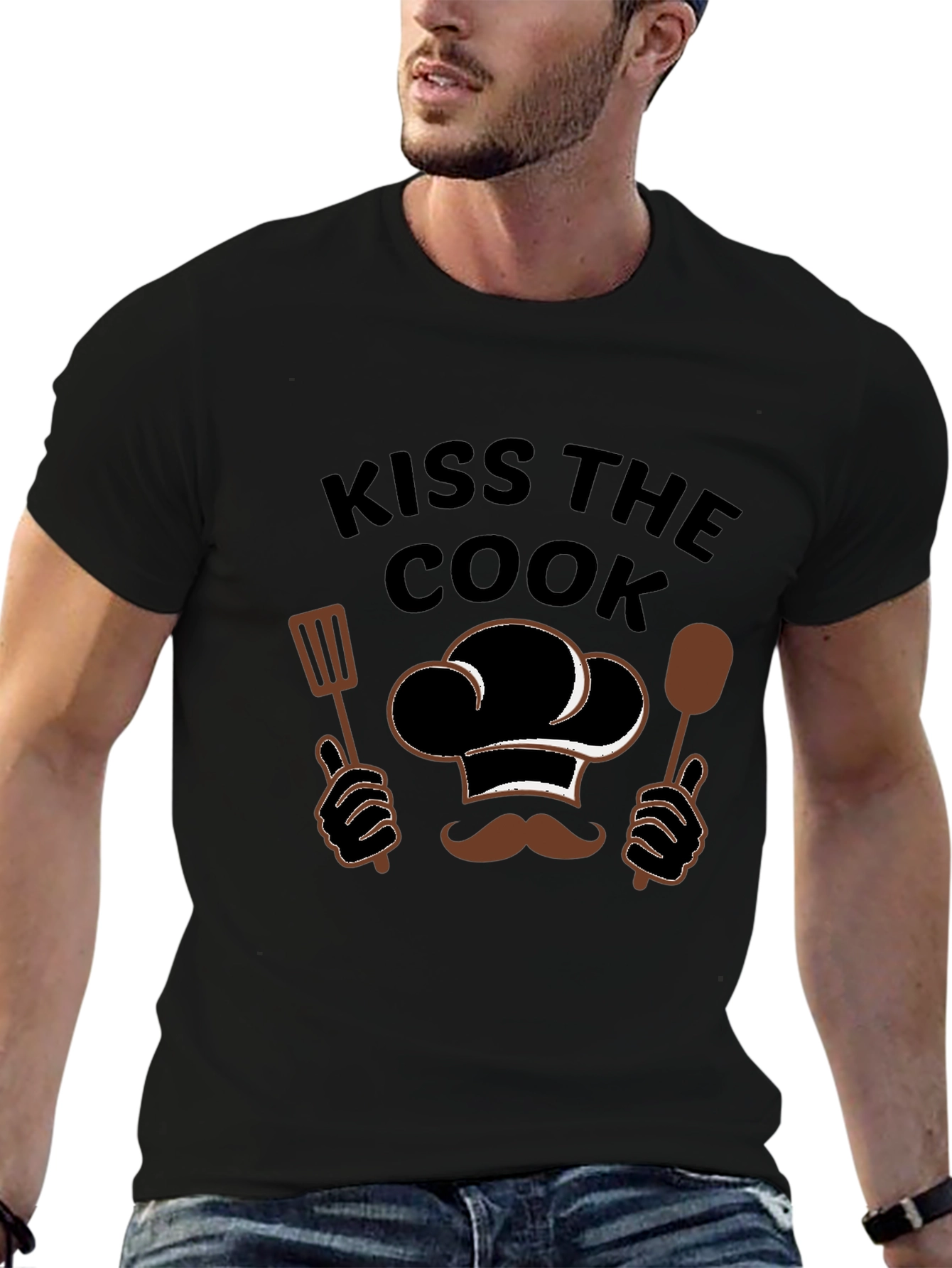 Kiss The Cook Graphic Tee - Chef Hat & Utensils