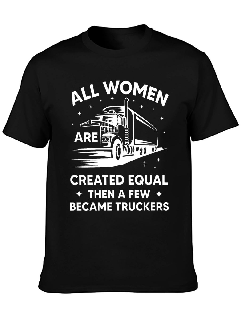 Women Truckers T-Shirt Black Crewneck Tee