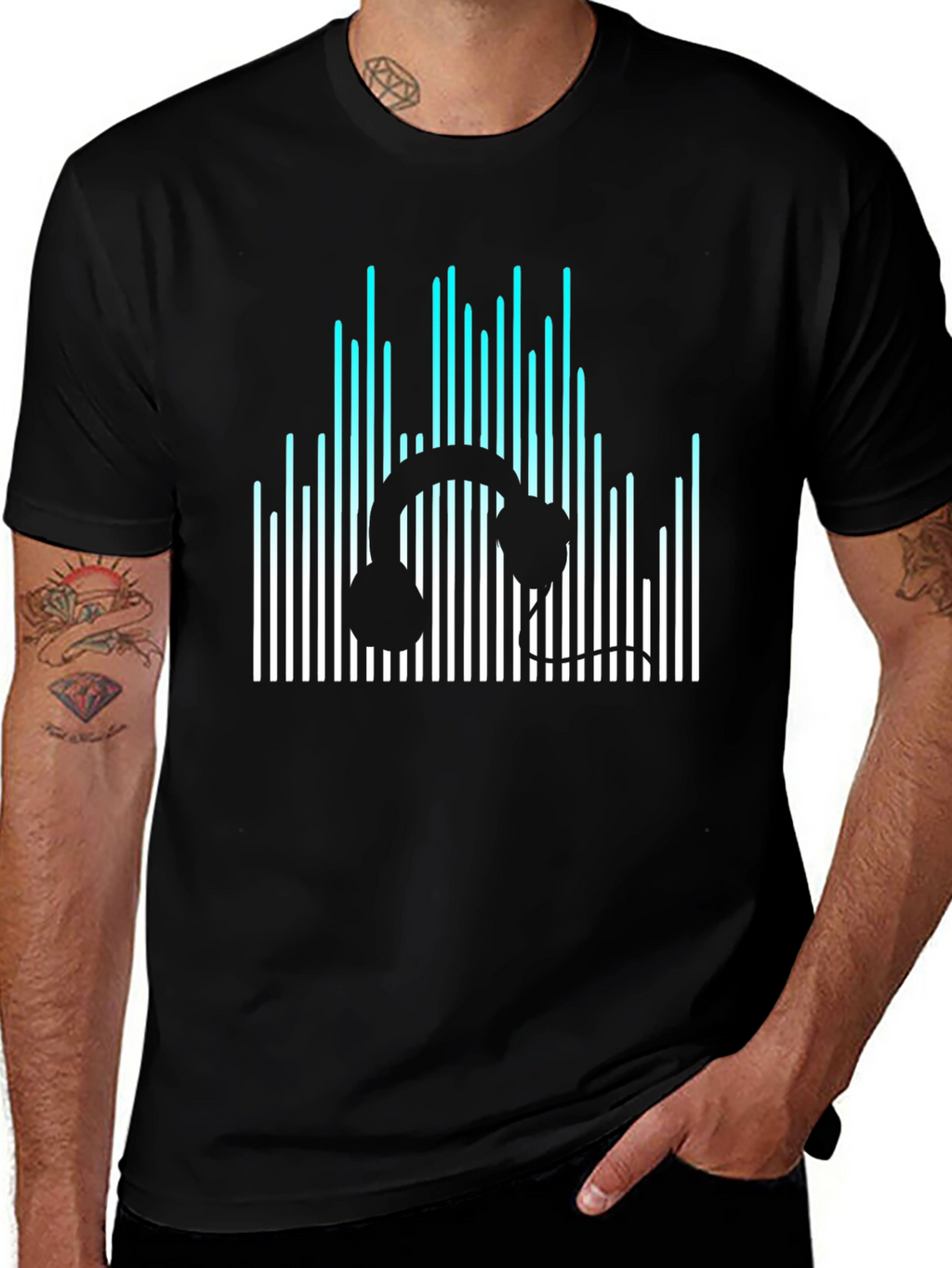 Headphone Equalizer Black T-Shirt