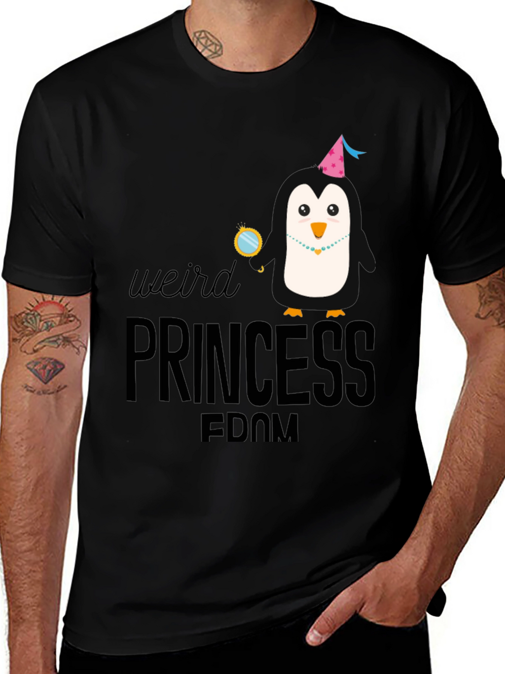 Weird Princess Penguin Graphic T-Shirt