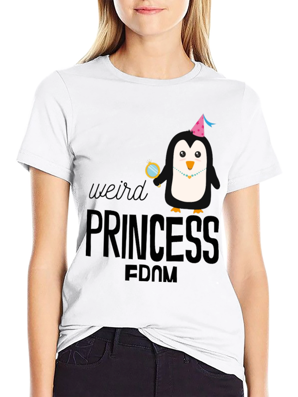 Weird Princess Penguin Graphic T-Shirt