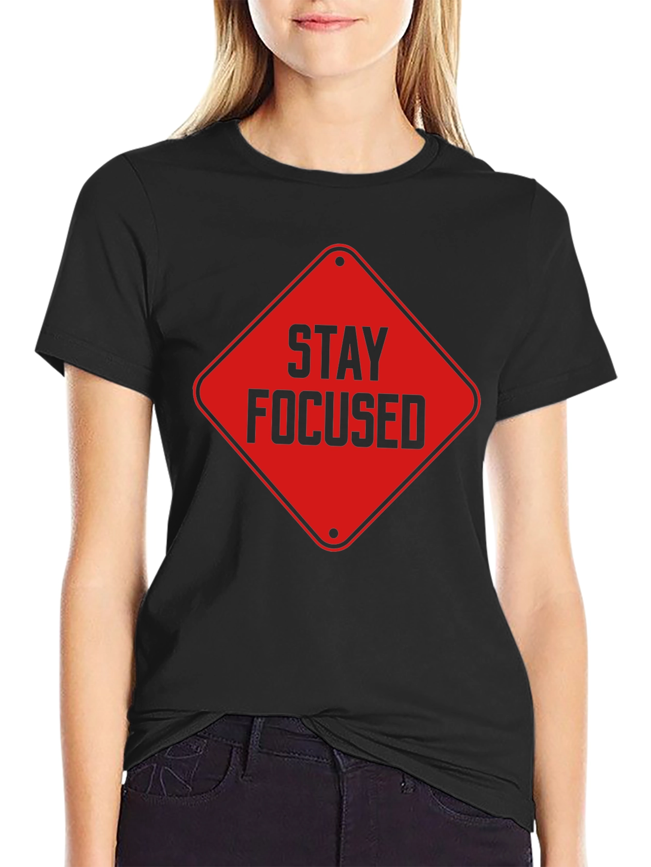 Stay Focused Graphic Tee - Mens Black Short Sleeve Shirt