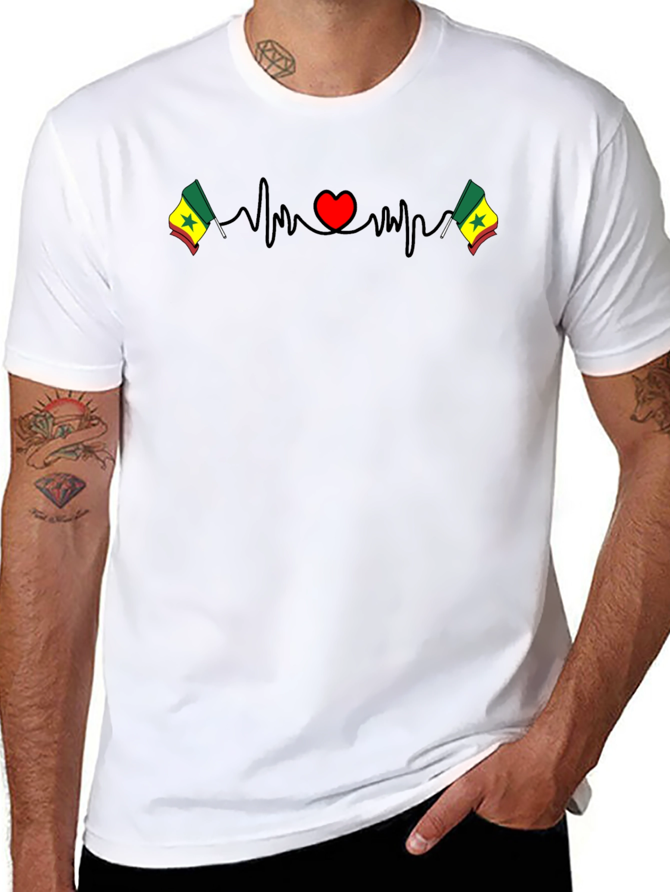 Senegal Flag Heartbeat T-Shirt - Show Your Love
