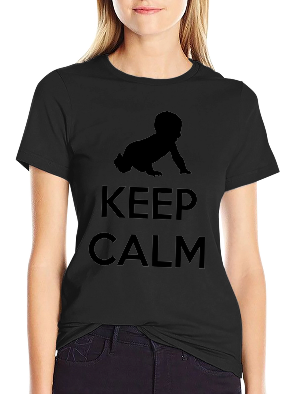 Keep Calm Baby Crawling Black T-Shirt