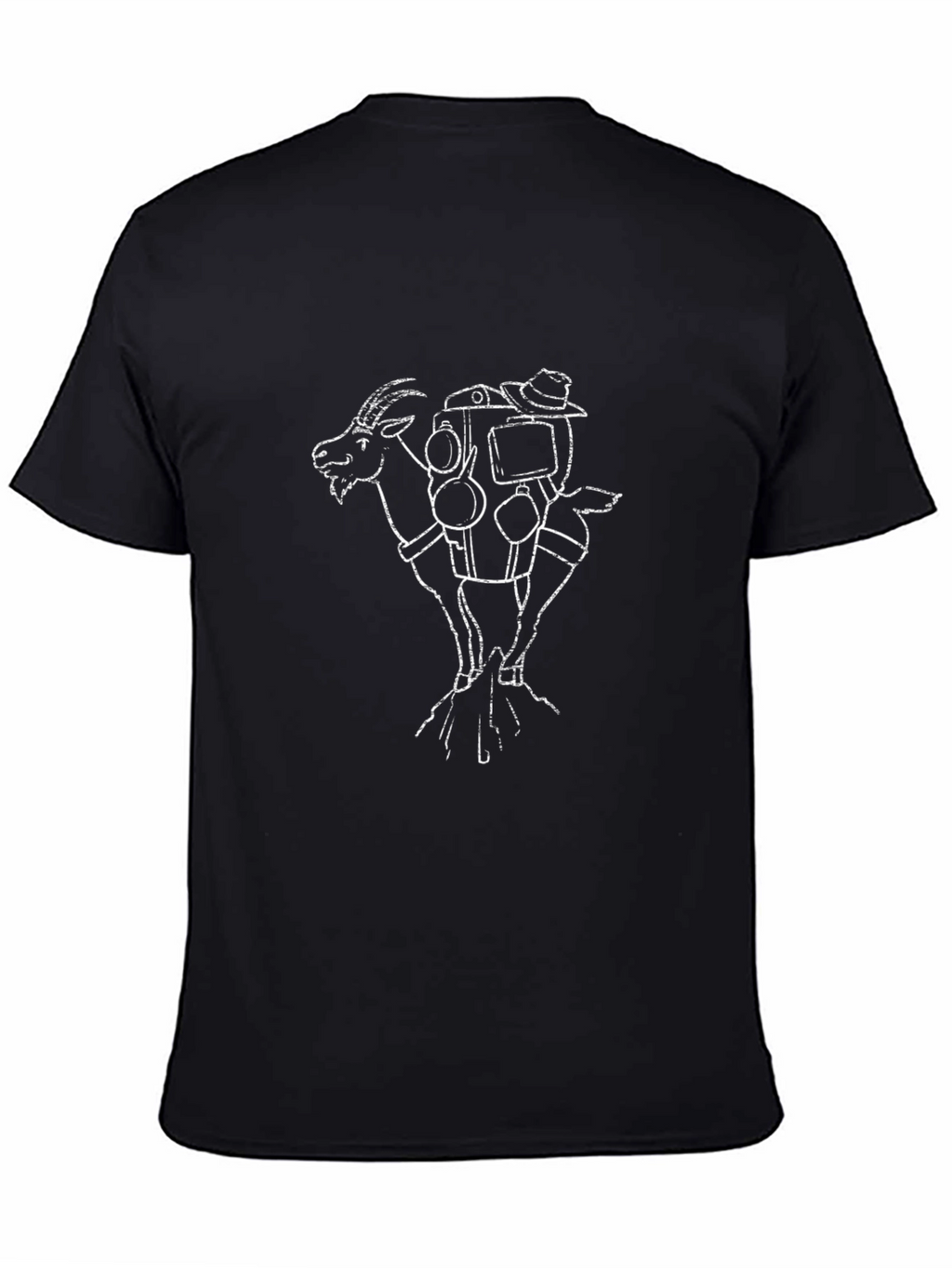 Black Graphic T-Shirt with Animal & Gear Design