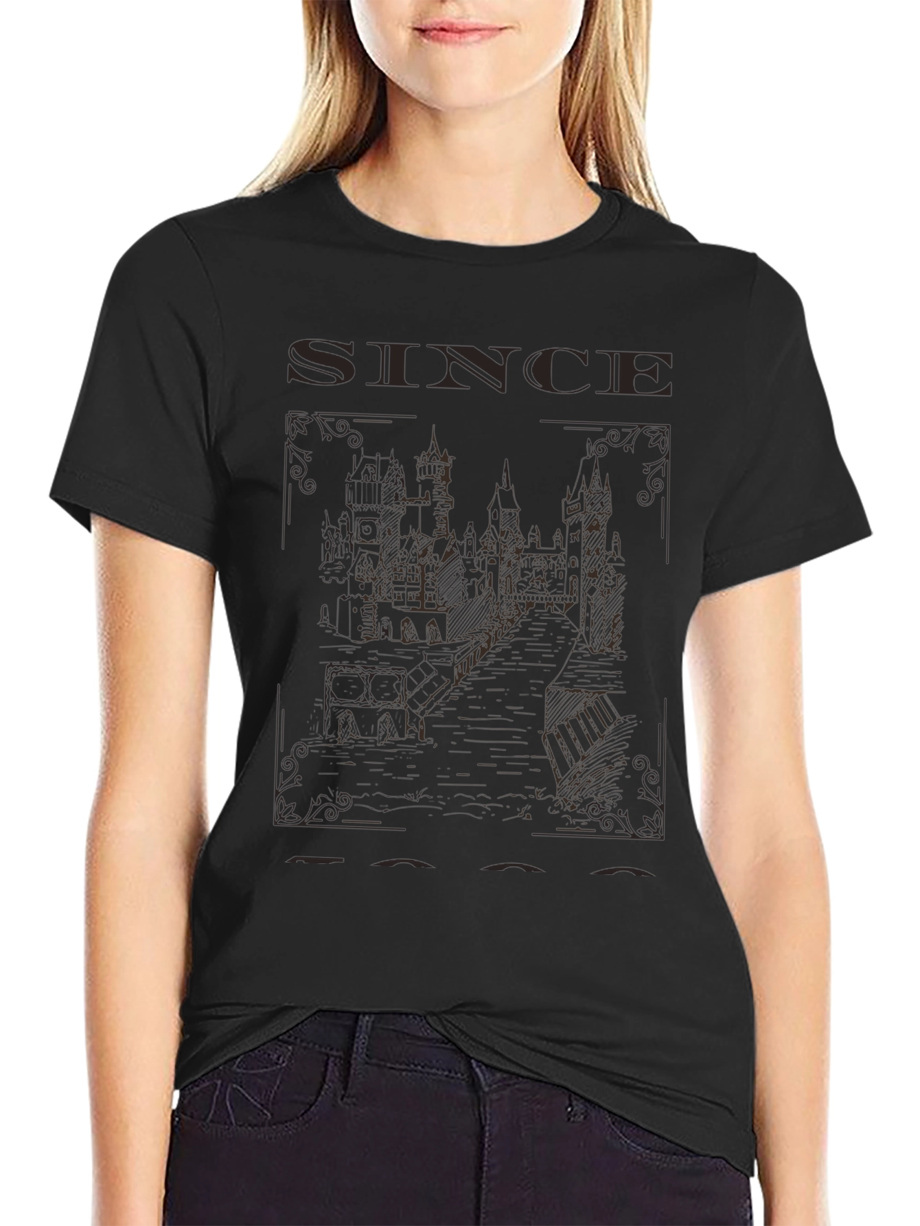 Vintage Castle Graphic Tee - Black