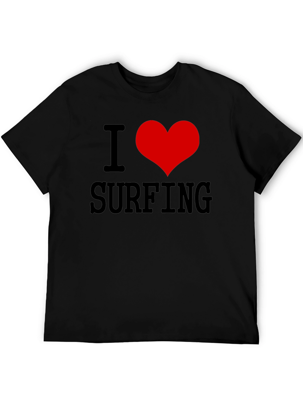 I Love Surfing Black Graphic Tee