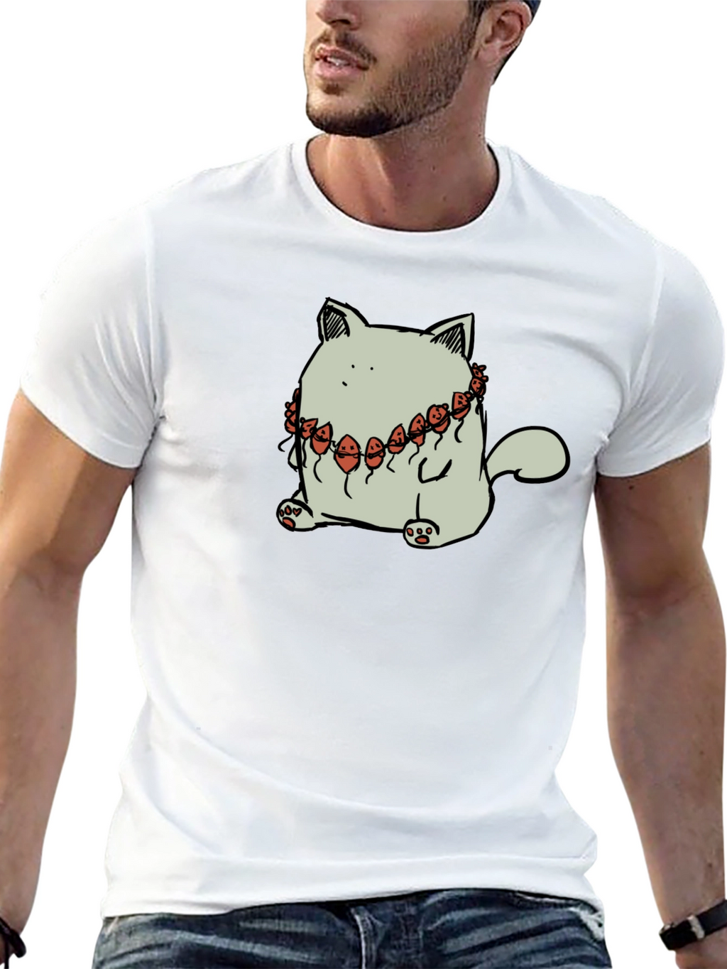 Cat Wearing Balloons Graphic Tee - Black