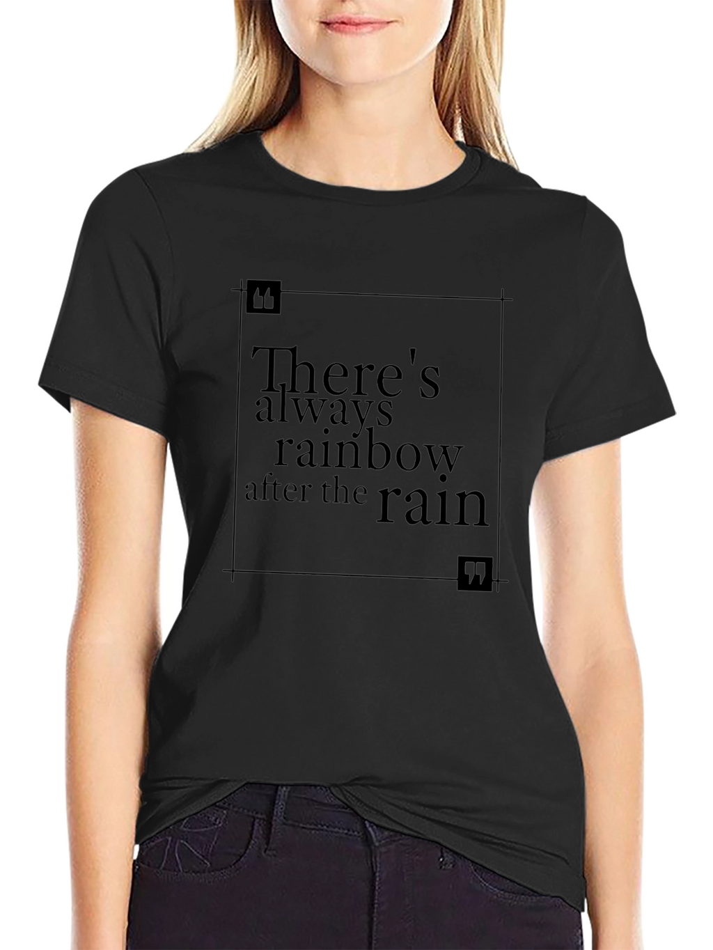 Rainbow After Rain Black T-Shirt - Inspirational Quote Tee