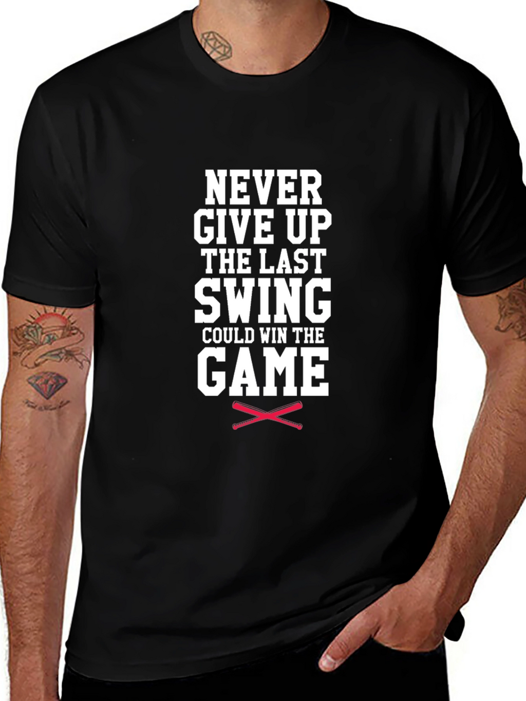 Never Give Up Baseball Graphic Tee