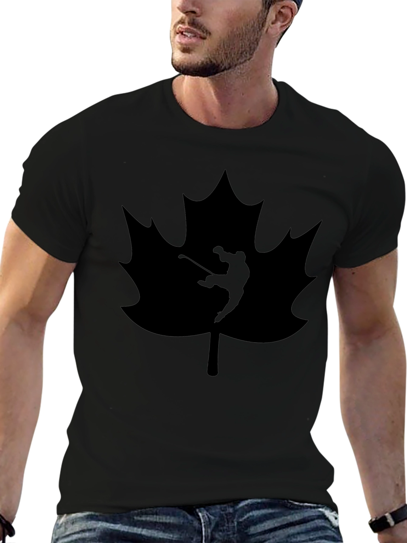 Golfing Canada Maple Leaf Black T-Shirt