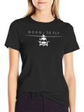 Born to Fly Helicopter Graphic Tee - Black