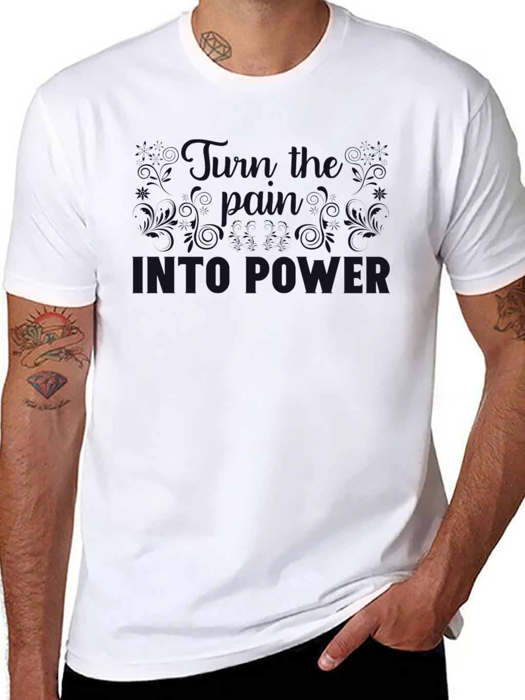 Black Graphic T-Shirt - Turn Pain Into Power