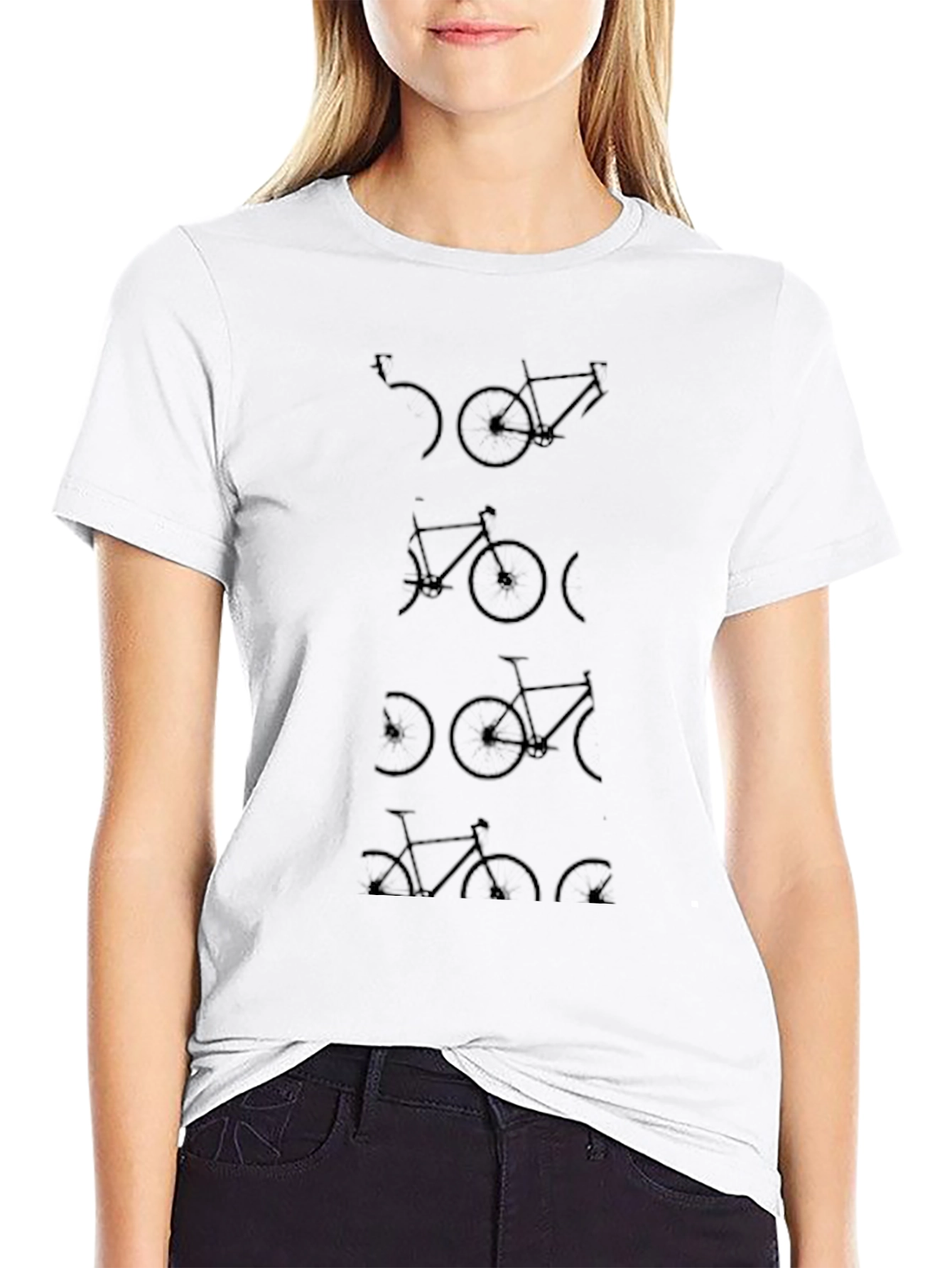 Black Bike Pattern T-Shirt
