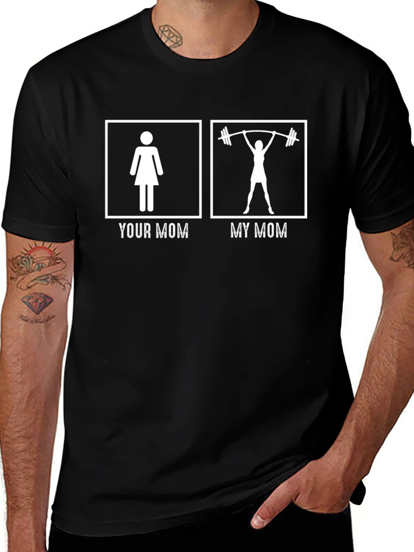 Funny Your Mom vs. My Mom Weightlifting T-Shirt