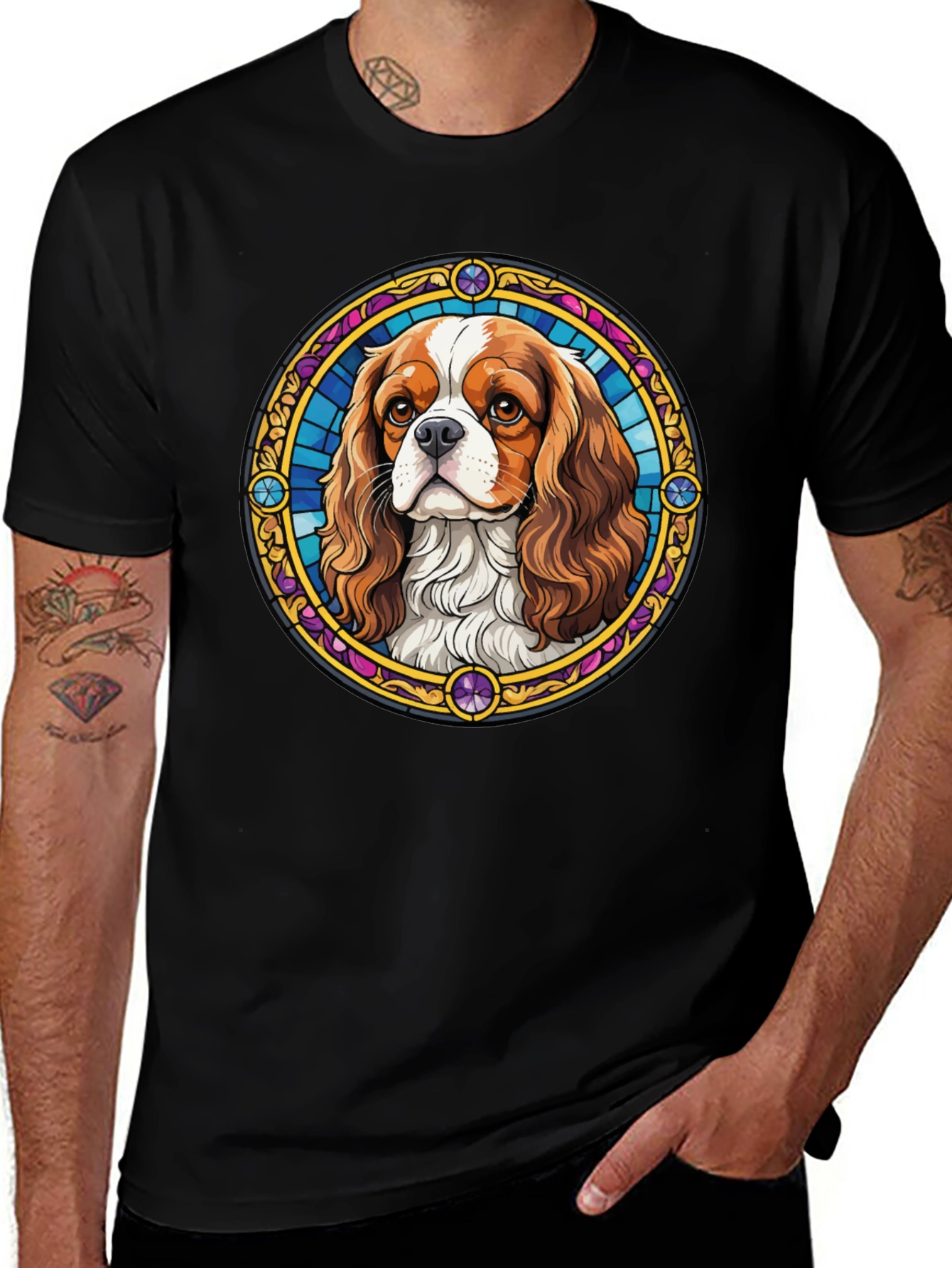 Dog Stained Glass Style T-Shirt