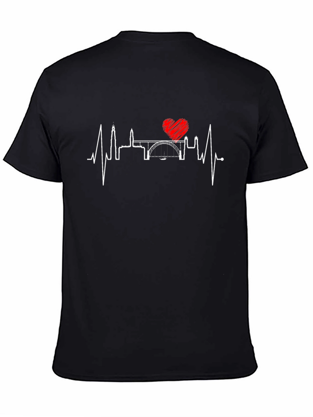 Heartbeat Cityscape T-Shirt - Black