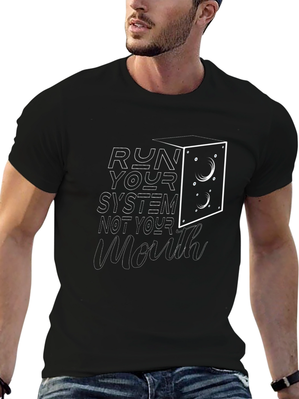 Run Your System Graphic Tee - Black Cotton Blend