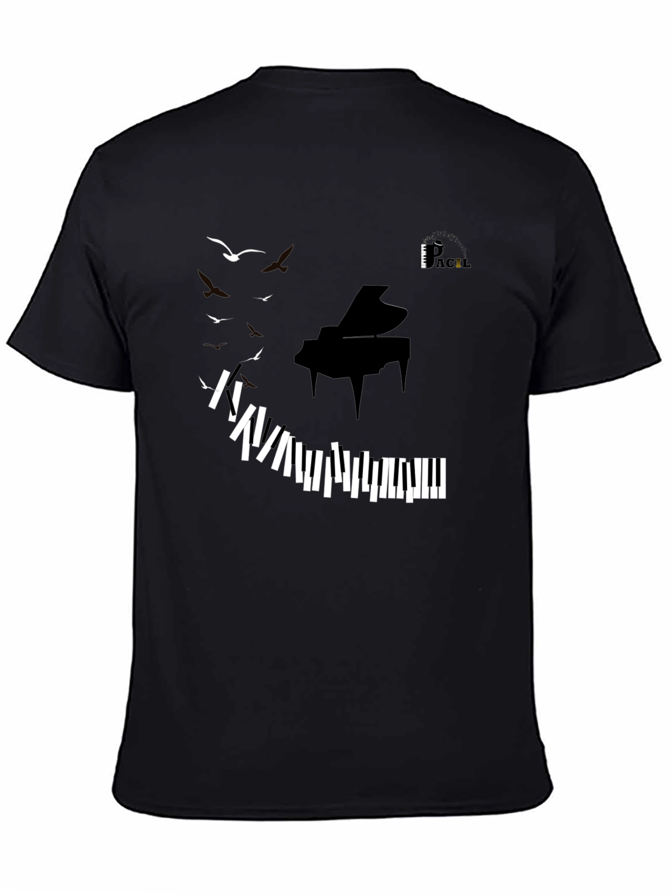 Piano Keys & Birds Graphic Tee - Stylish Music Lover T-Shirt
