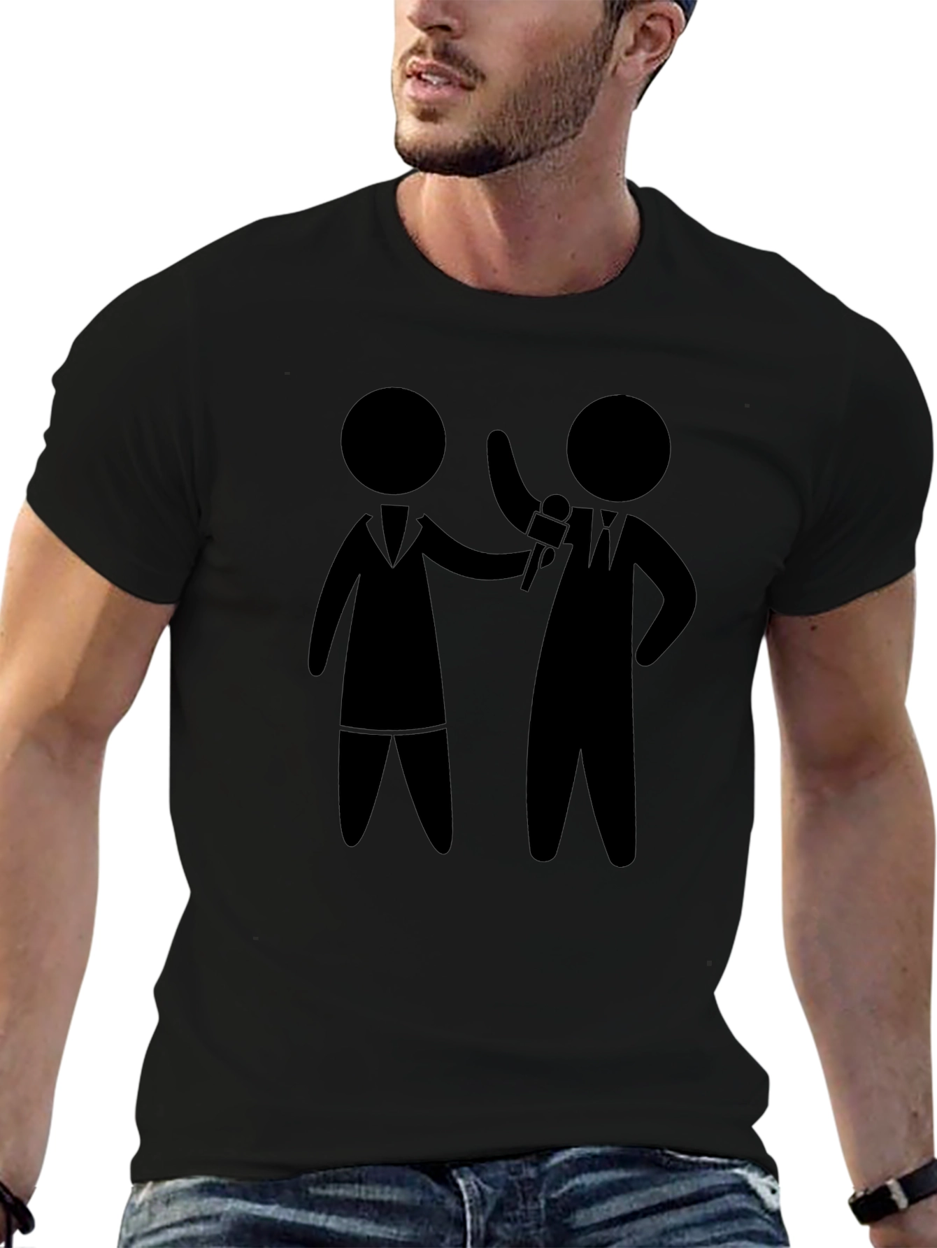 Interview Stick Figure Black T-Shirt