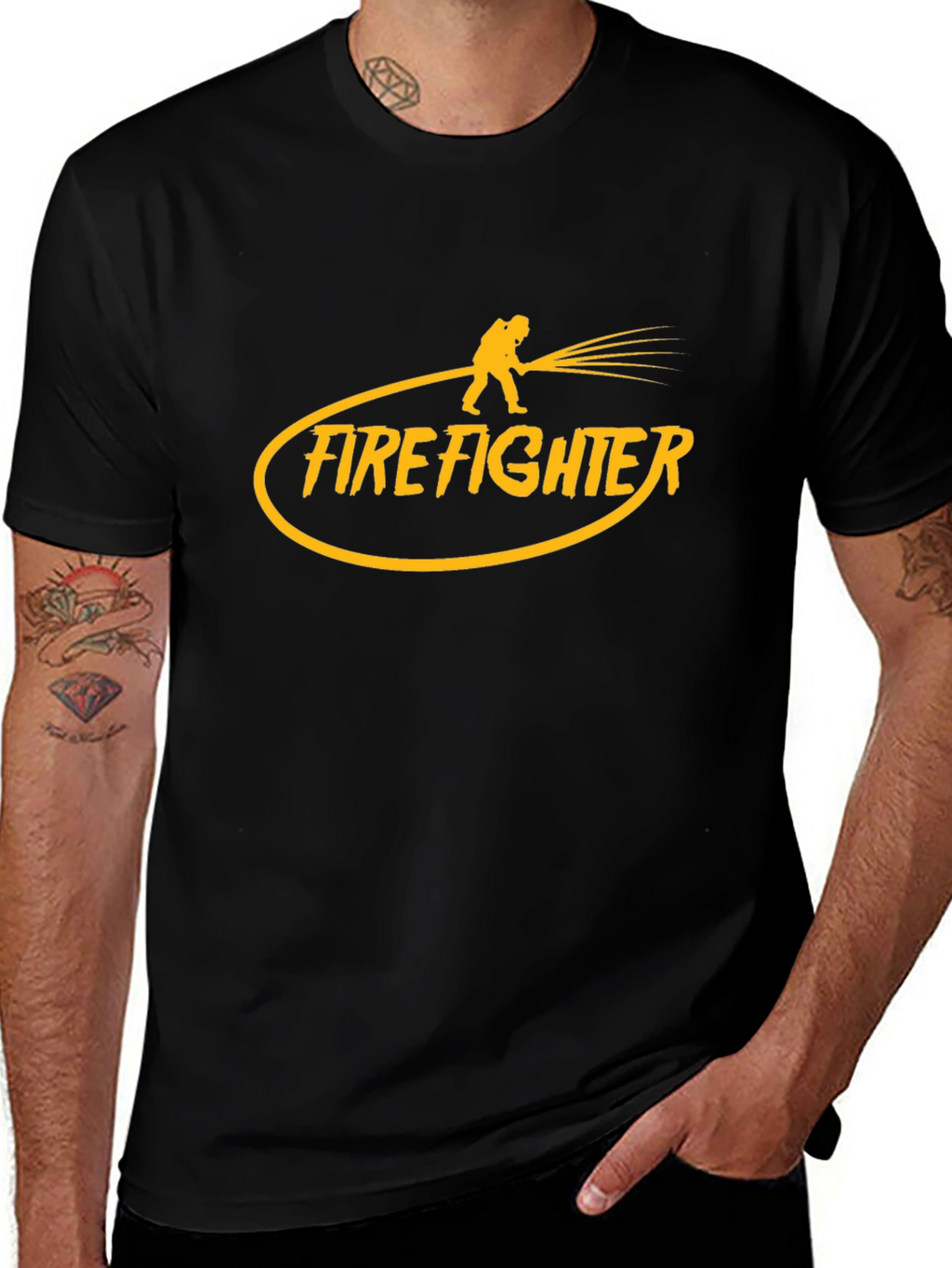 Firefighter Graphic Tee - Bold Black T-Shirt