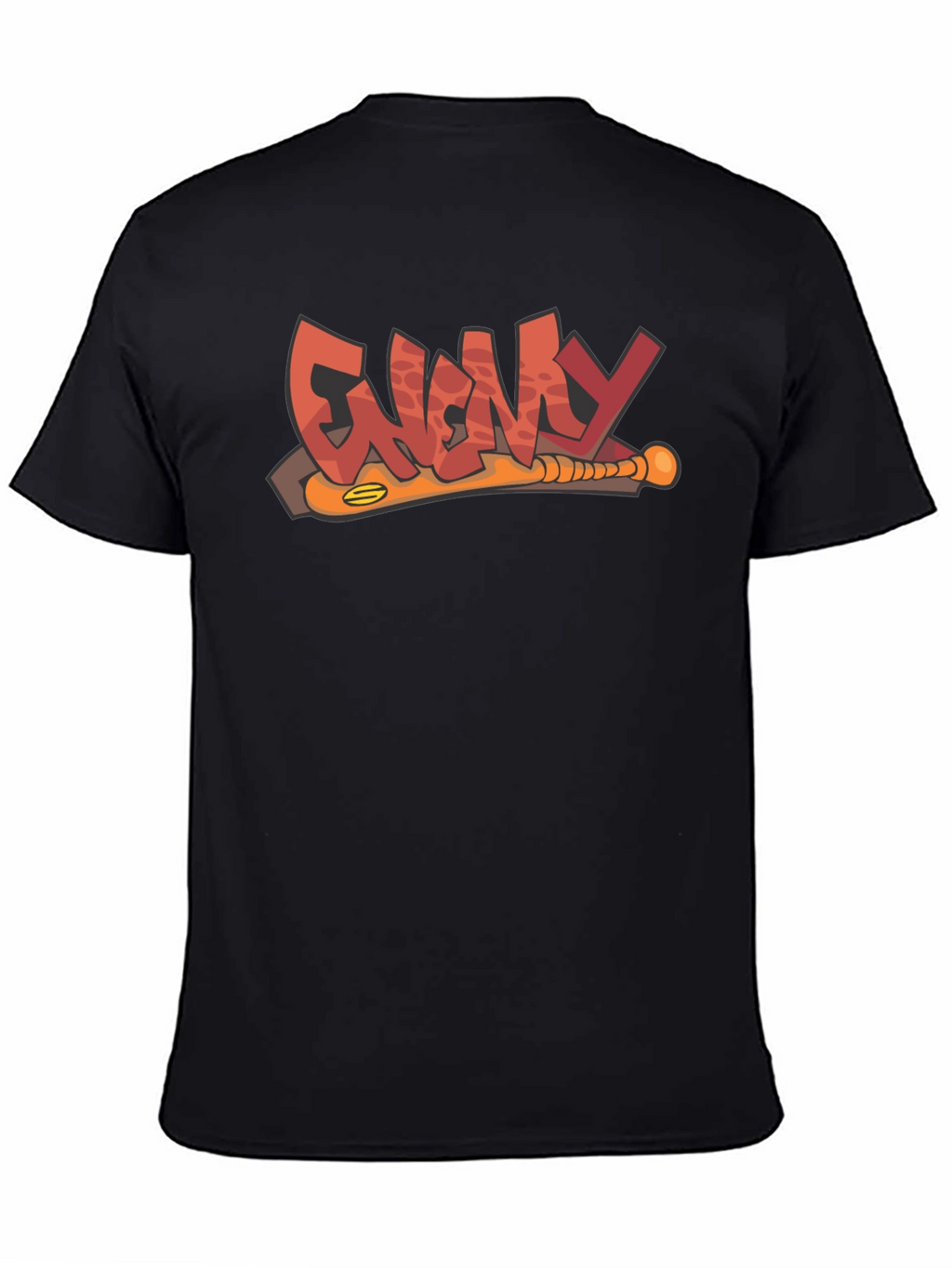 Enemy T-Shirt Black Graphic Novelty Baseball Bat Tee