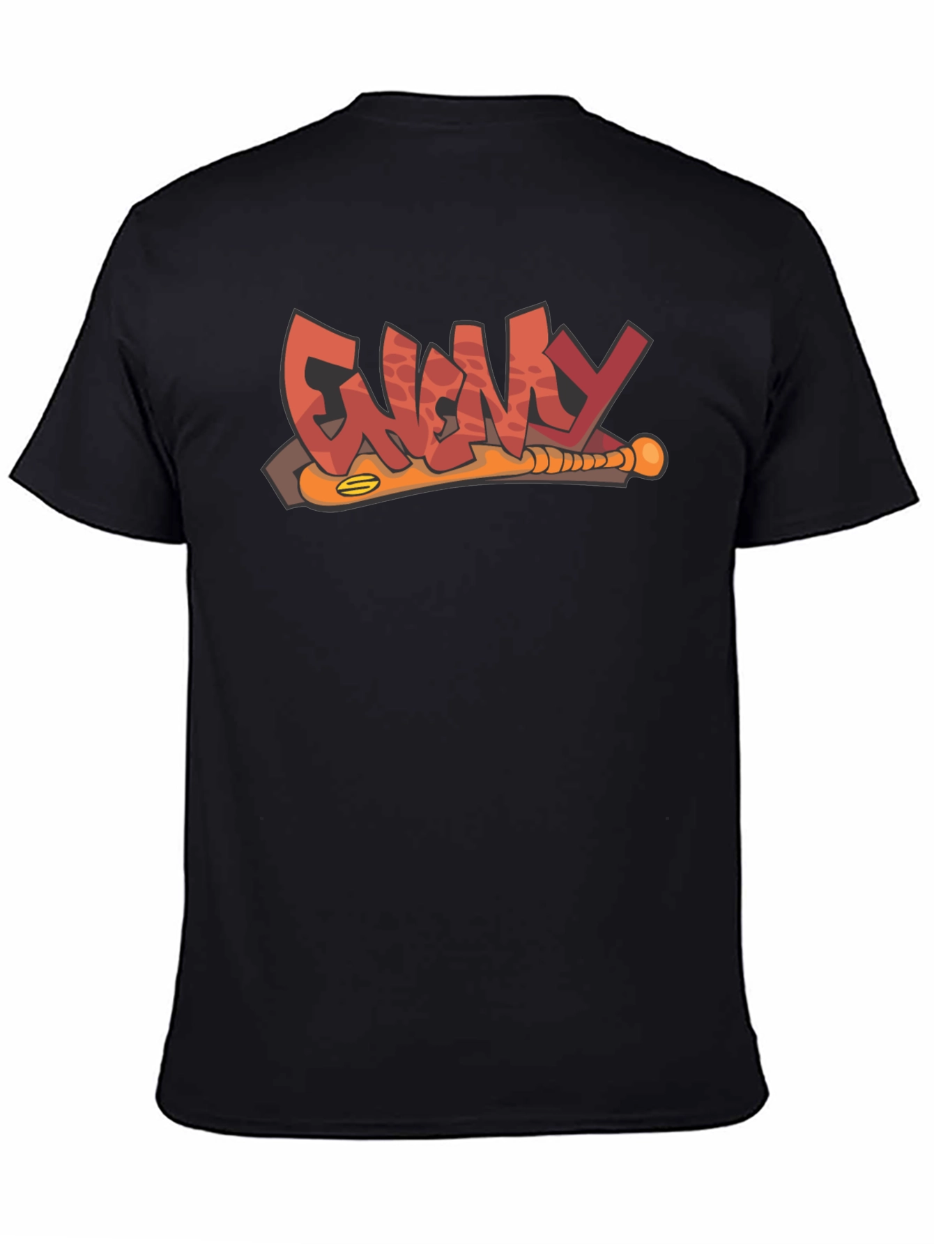 Enemy T-Shirt Black Graphic Novelty Baseball Bat Tee