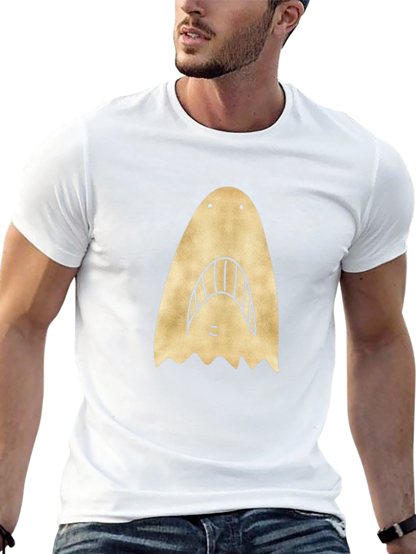 Shark Face Graphic Print Black T-Shirt