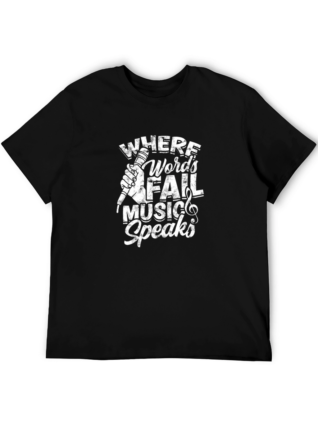 Music Speaks Black Graphic T-Shirt