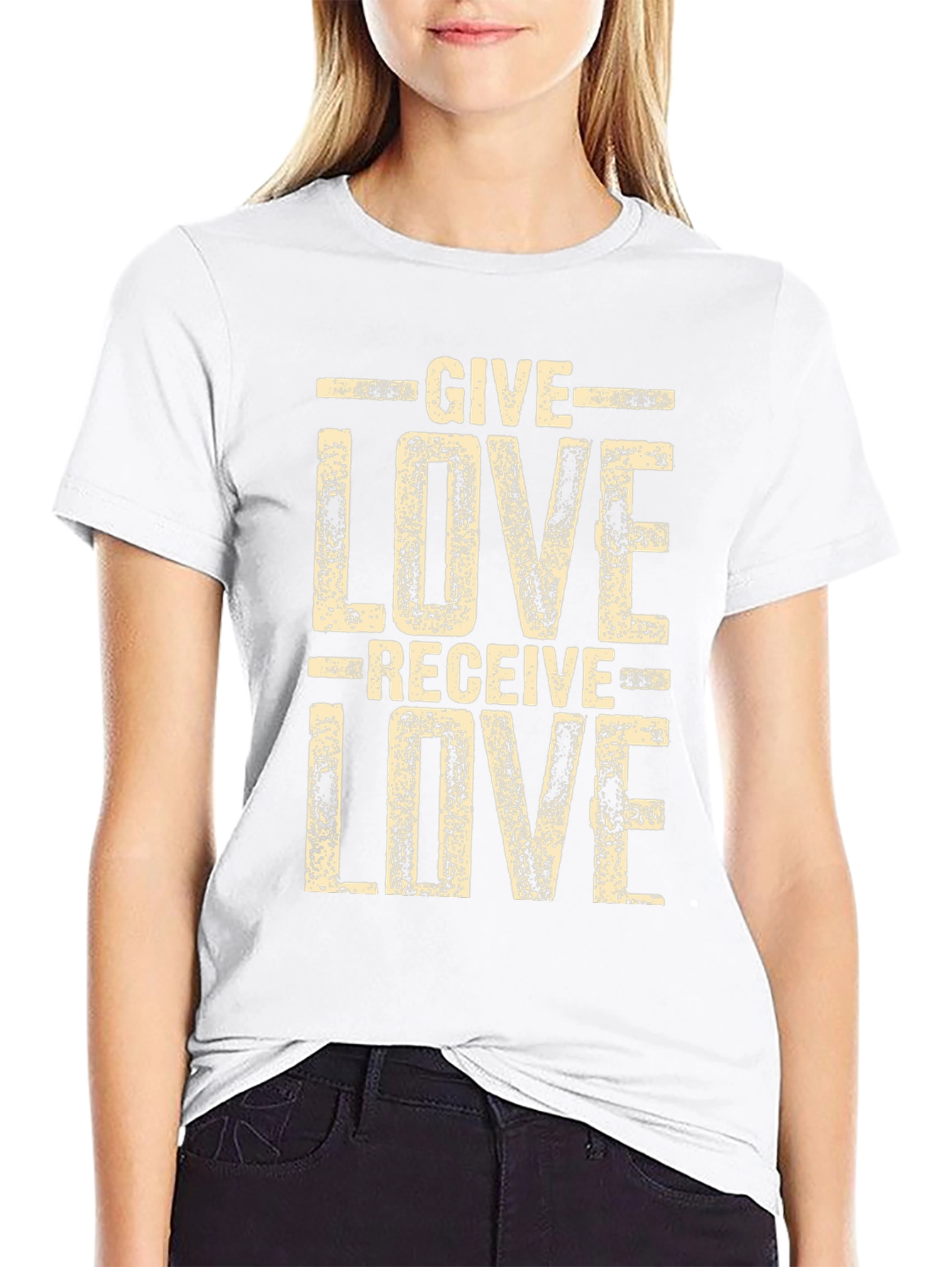Give Love Receive Love Black Graphic Tee