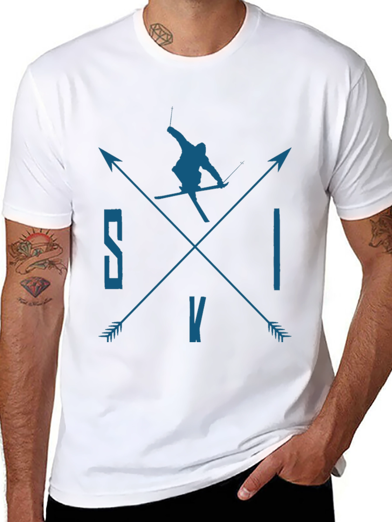 SKI Arrows Graphic Tee - Black Cotton T-Shirt