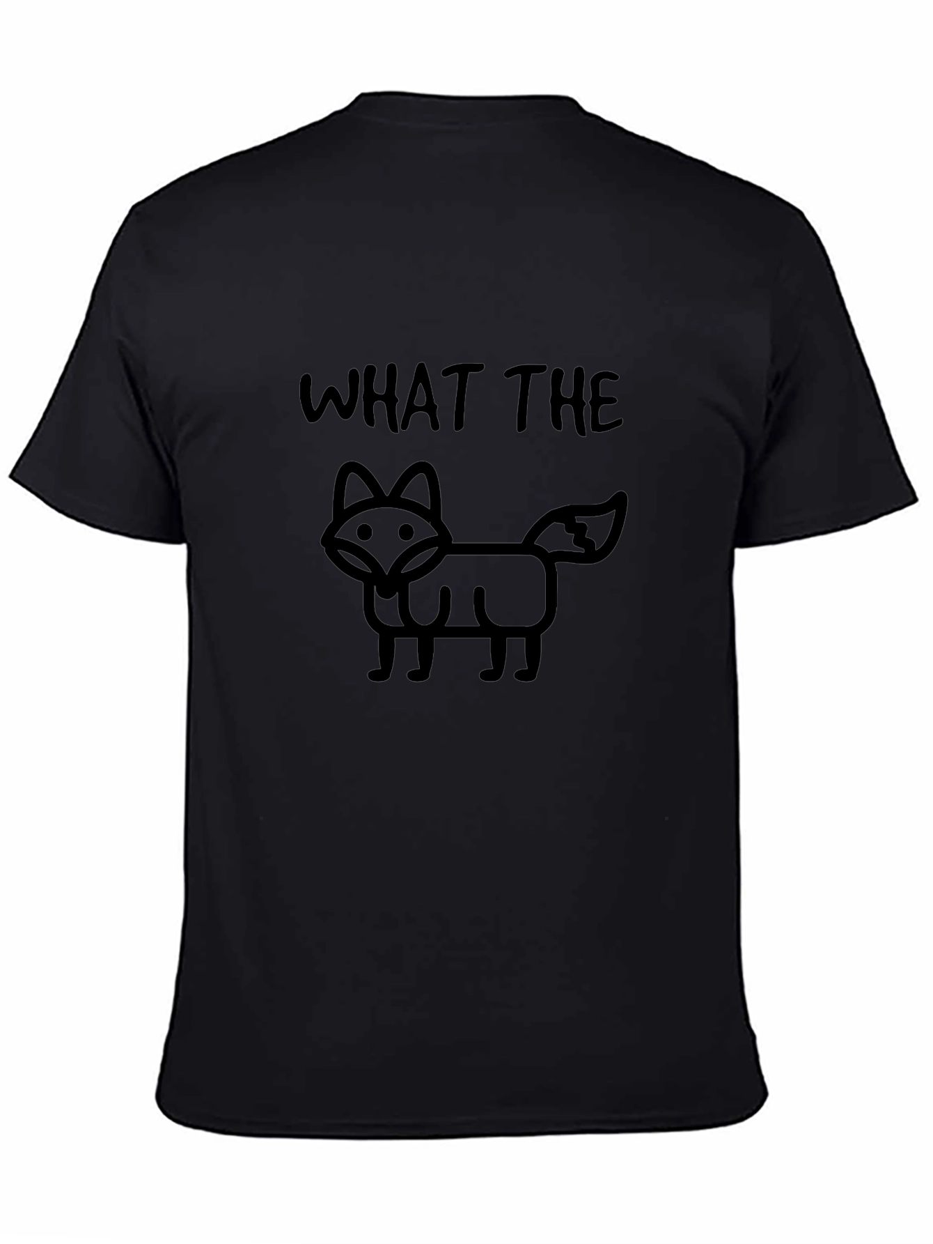What The Fox Funny Graphic Tee - Black Crew Neck T-Shirt